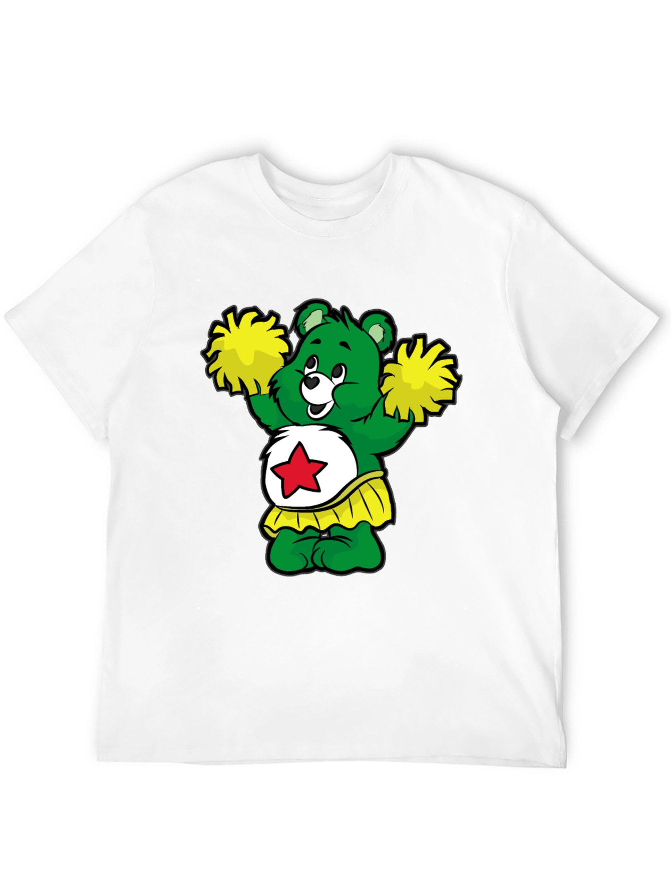 Cheerleader Bear T-Shirt - Black Cotton Tee