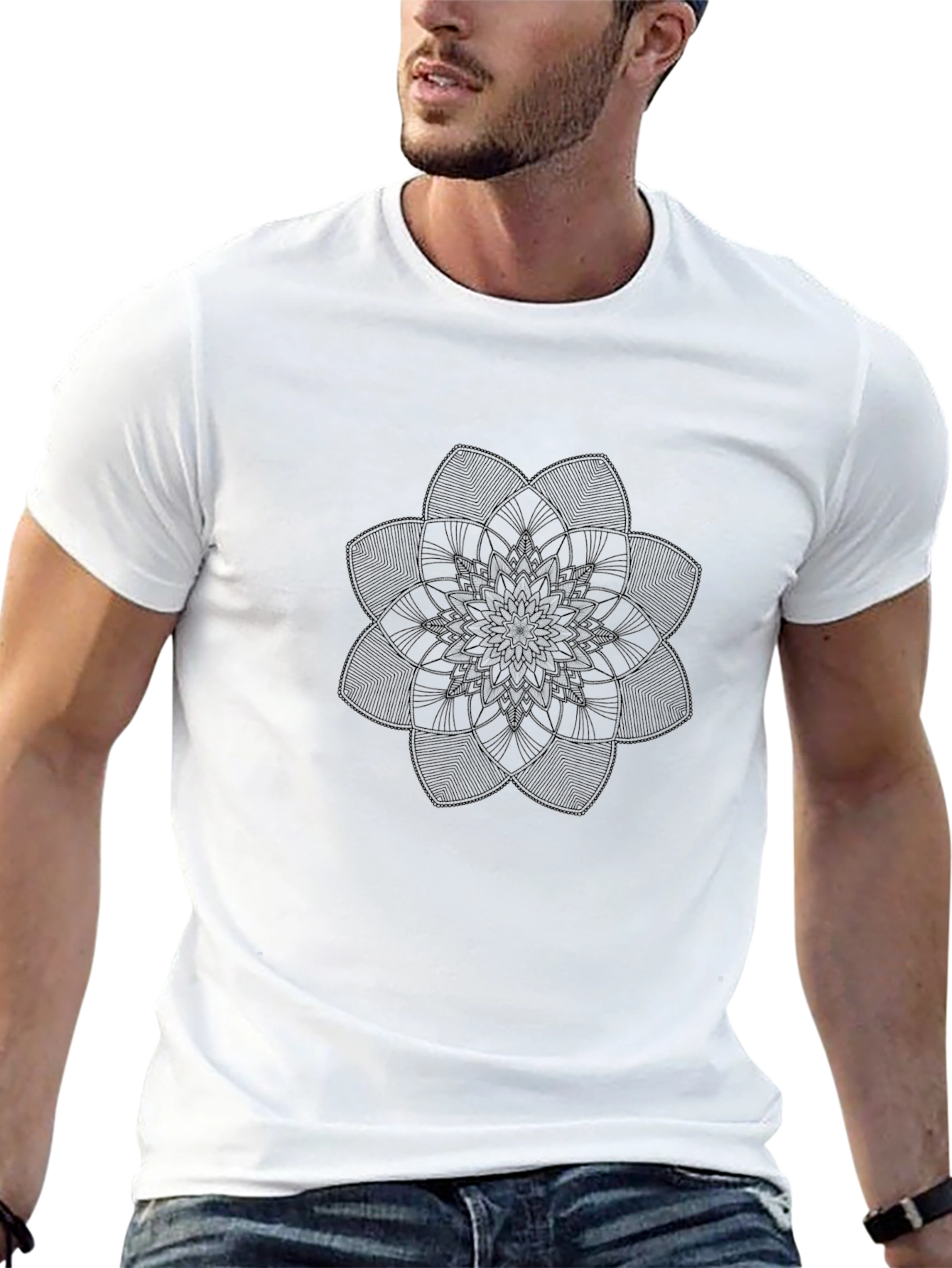 Mandala Graphic Tee - Soft Cotton Black T-Shirt