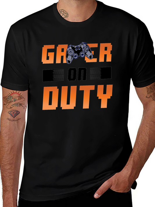 Gamer On Duty Graphic Print Black T-Shirt
