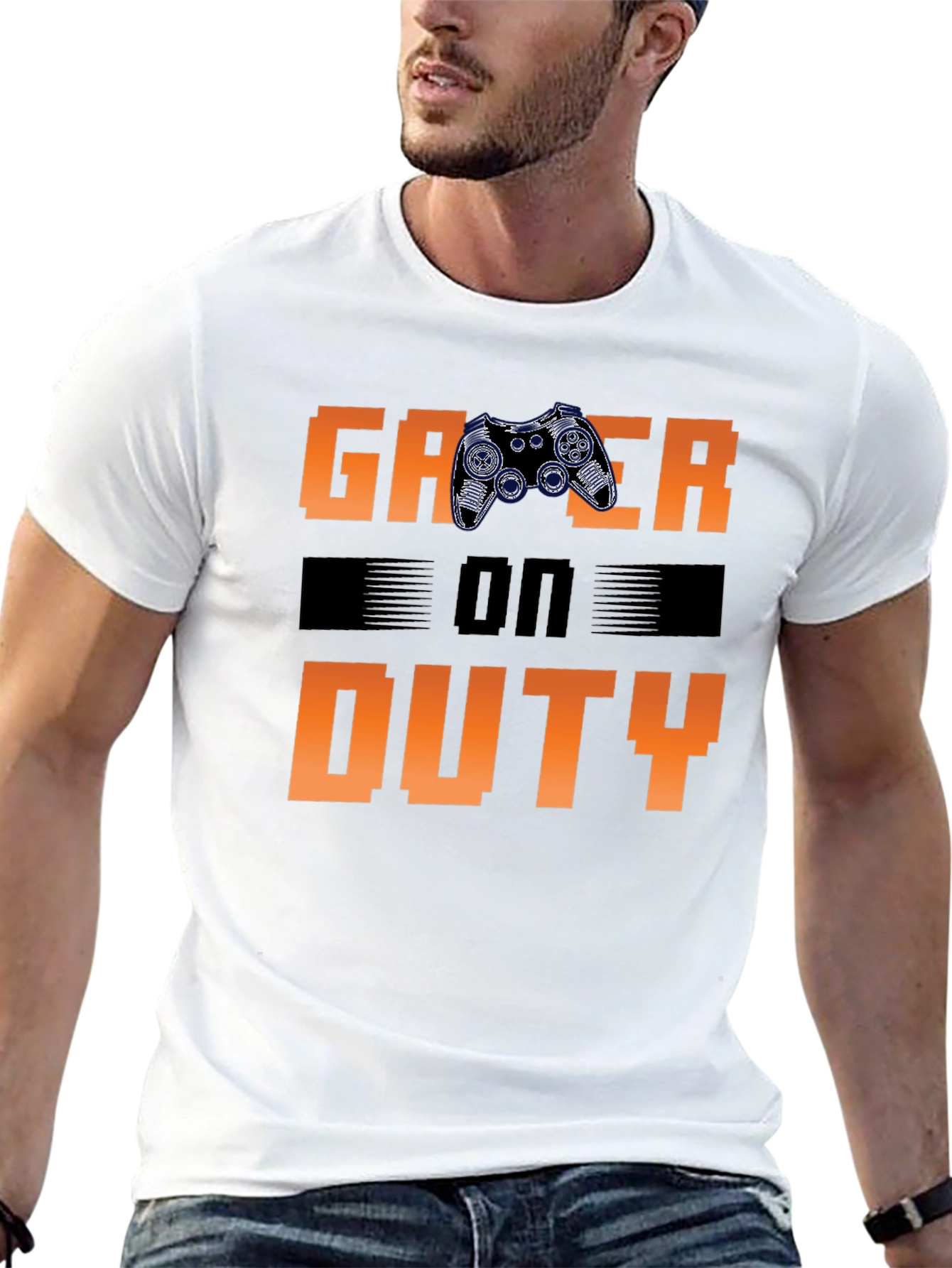 Gamer On Duty Graphic Print Black T-Shirt