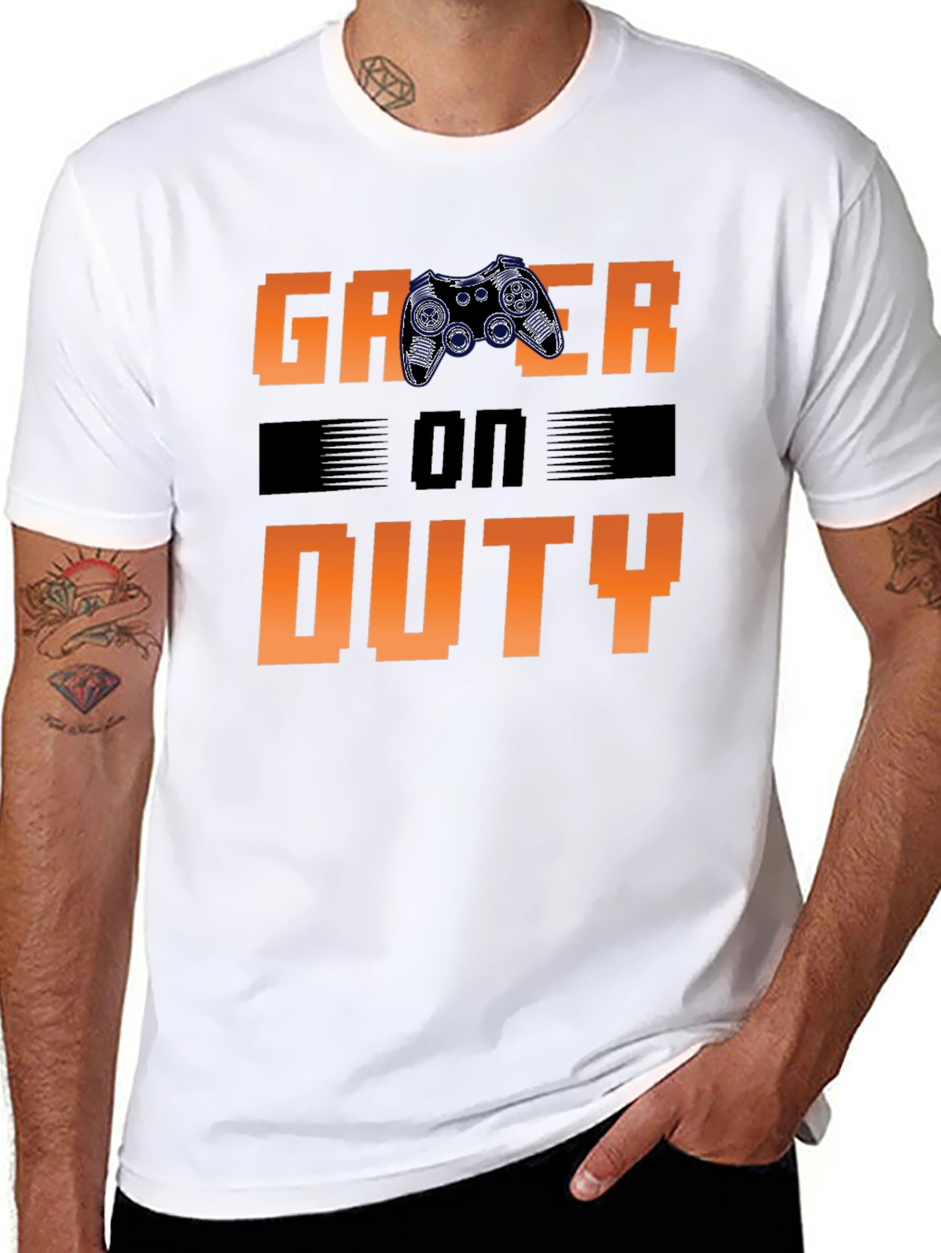 Gamer On Duty Graphic Print Black T-Shirt