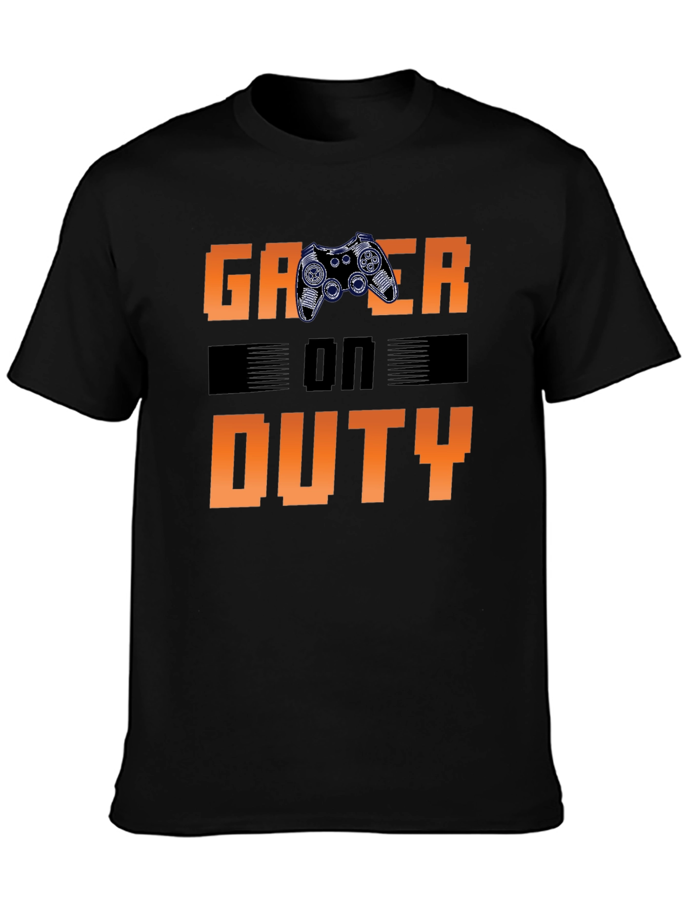 Gamer On Duty Graphic Print Black T-Shirt