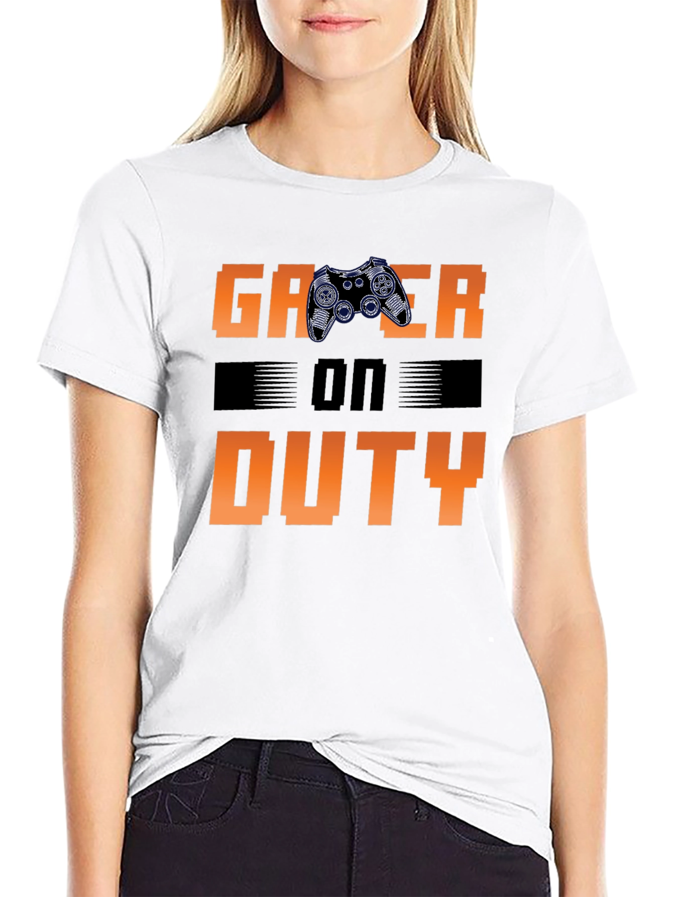 Gamer On Duty Graphic Print Black T-Shirt