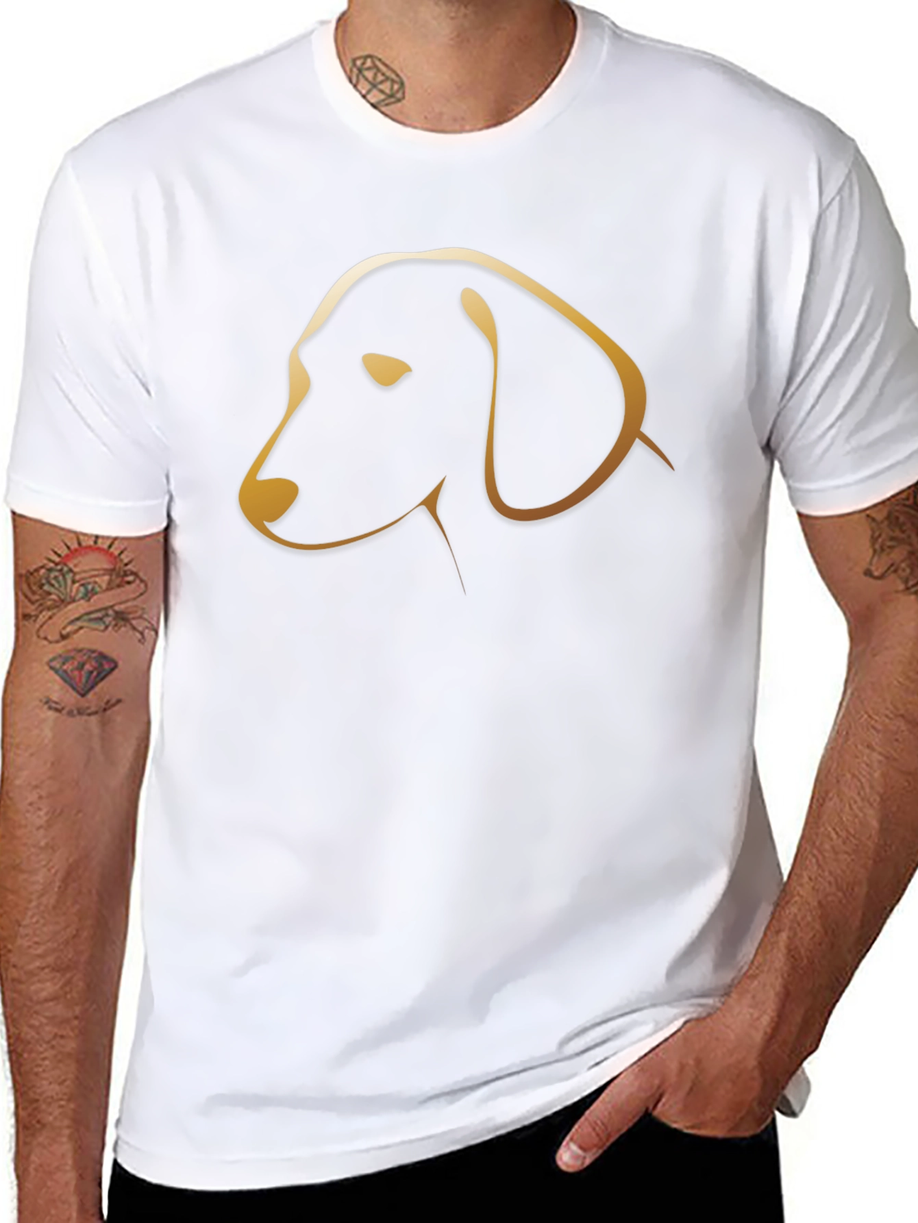 Stylish Black T-Shirt with Golden Dog Silhouette