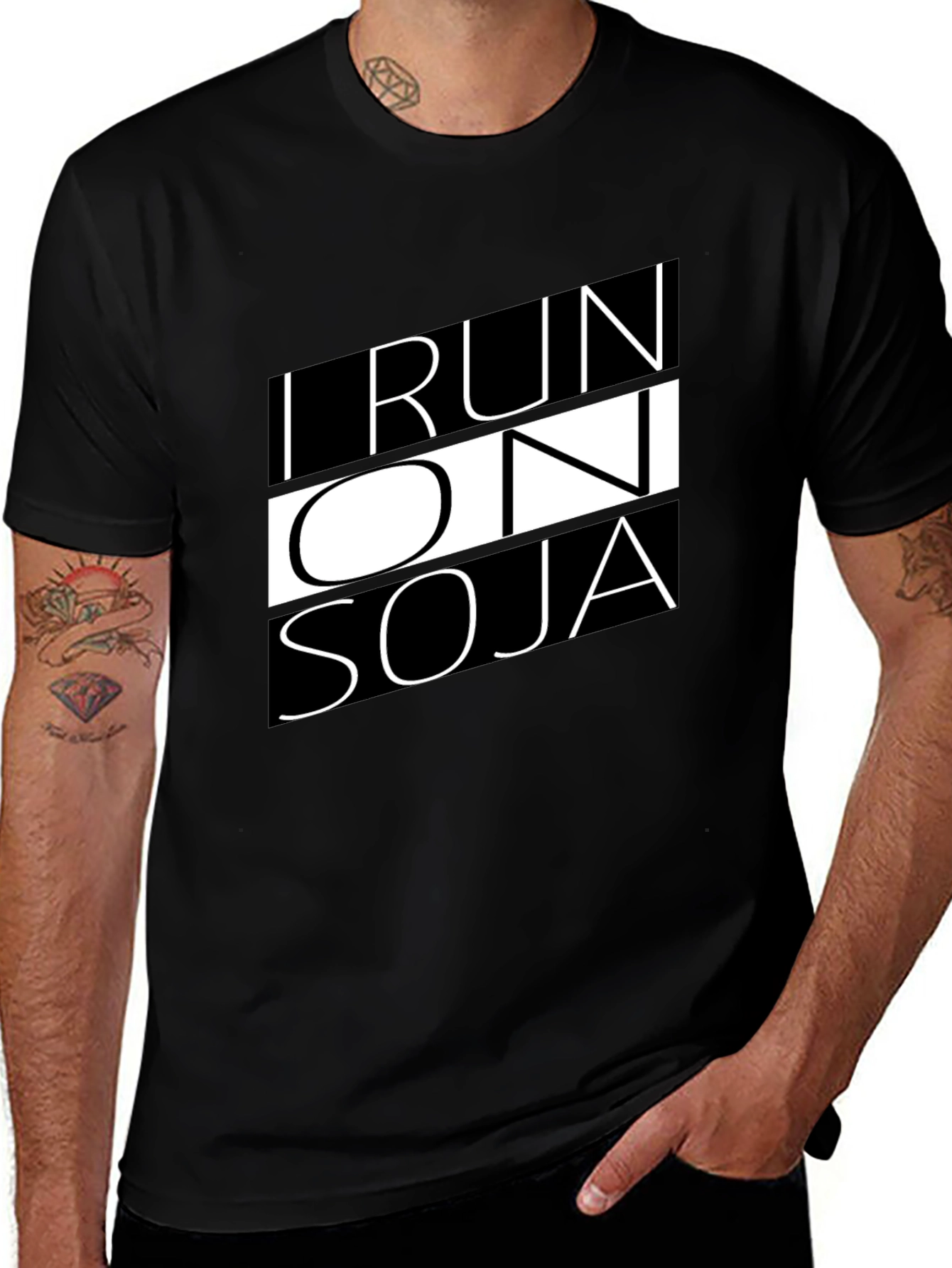 I Run on Soja T-Shirt - Black Graphic Tee