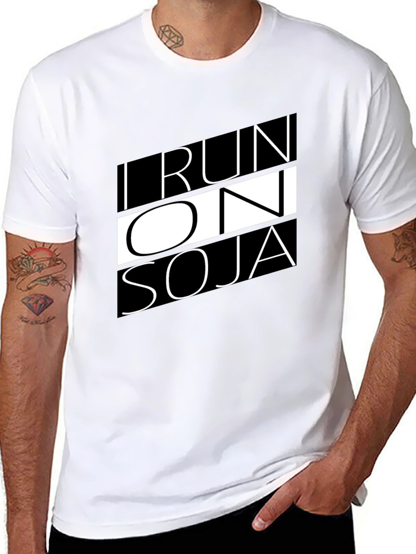 I Run on Soja T-Shirt - Black Graphic Tee