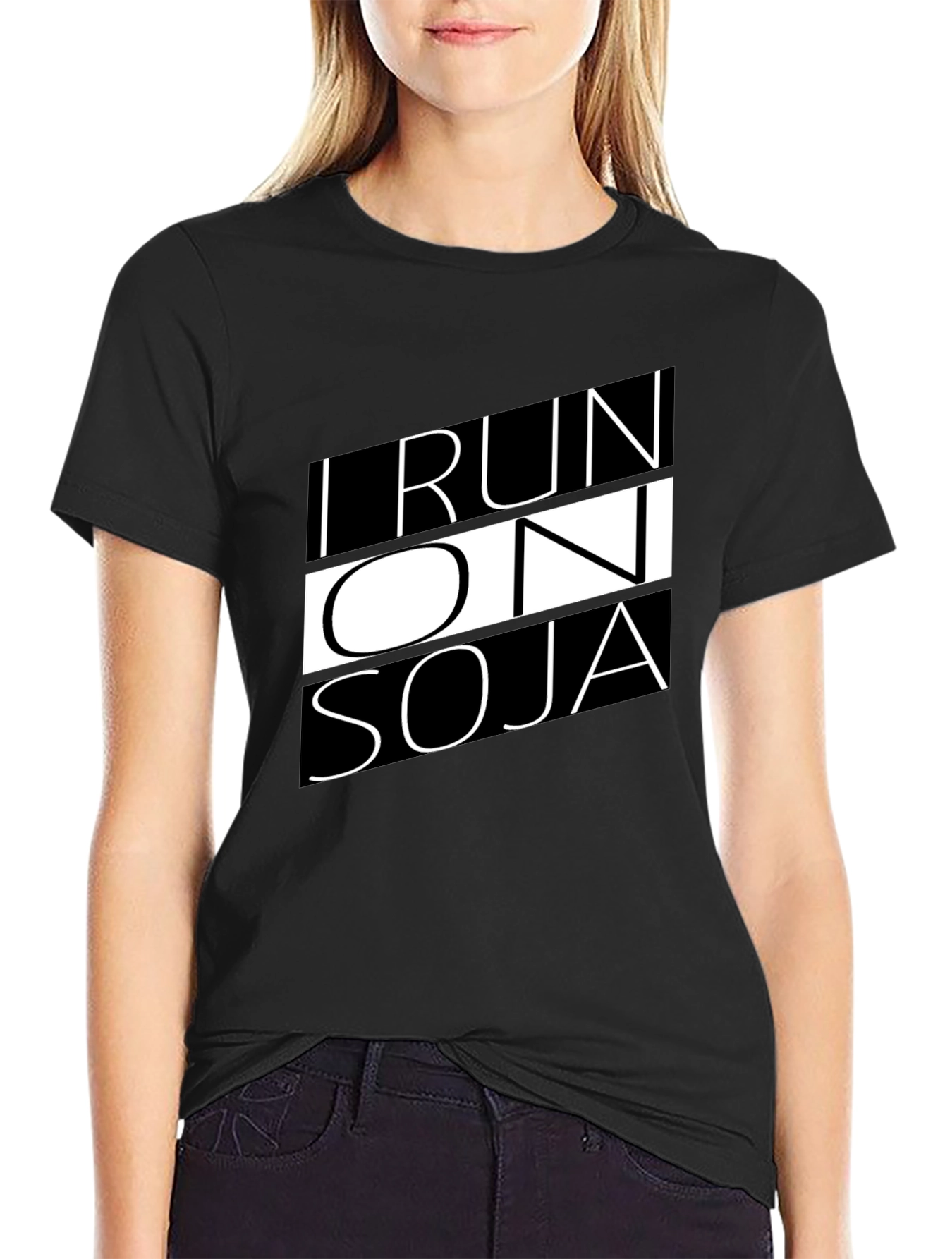 I Run on Soja T-Shirt - Black Graphic Tee