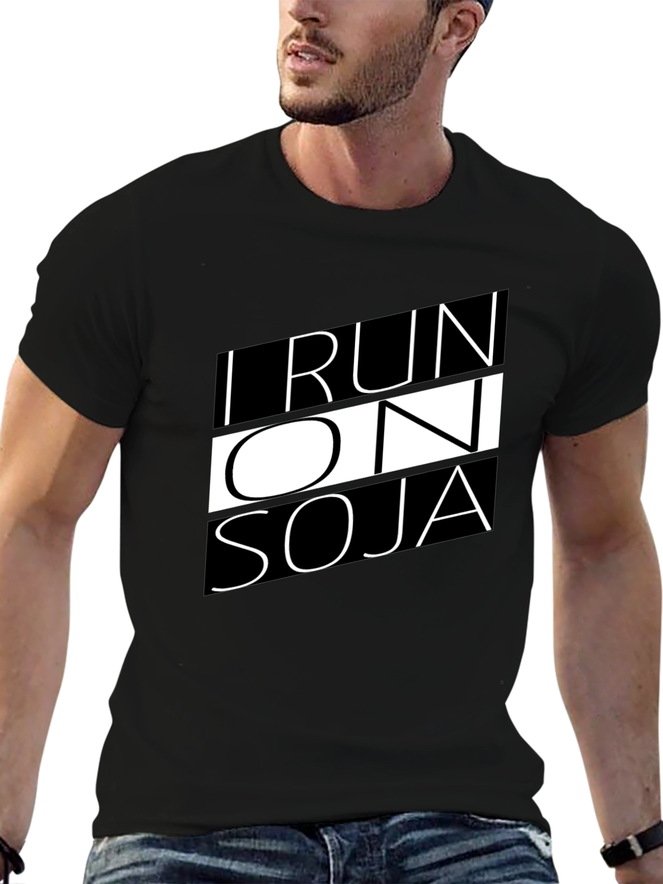 I Run on Soja T-Shirt - Black Graphic Tee