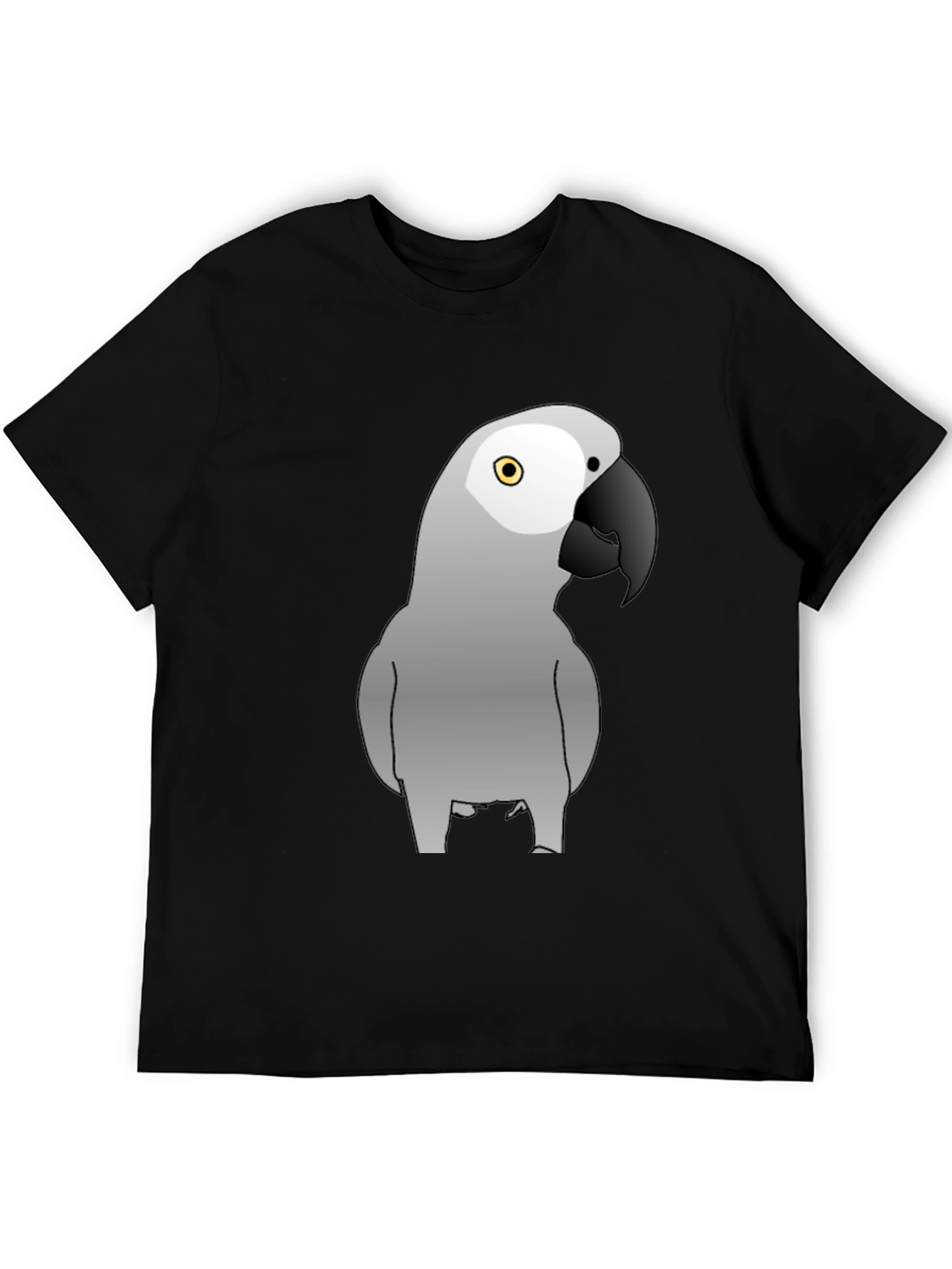 Grey Parrot Graphic Tee - Mens Black T-Shirt