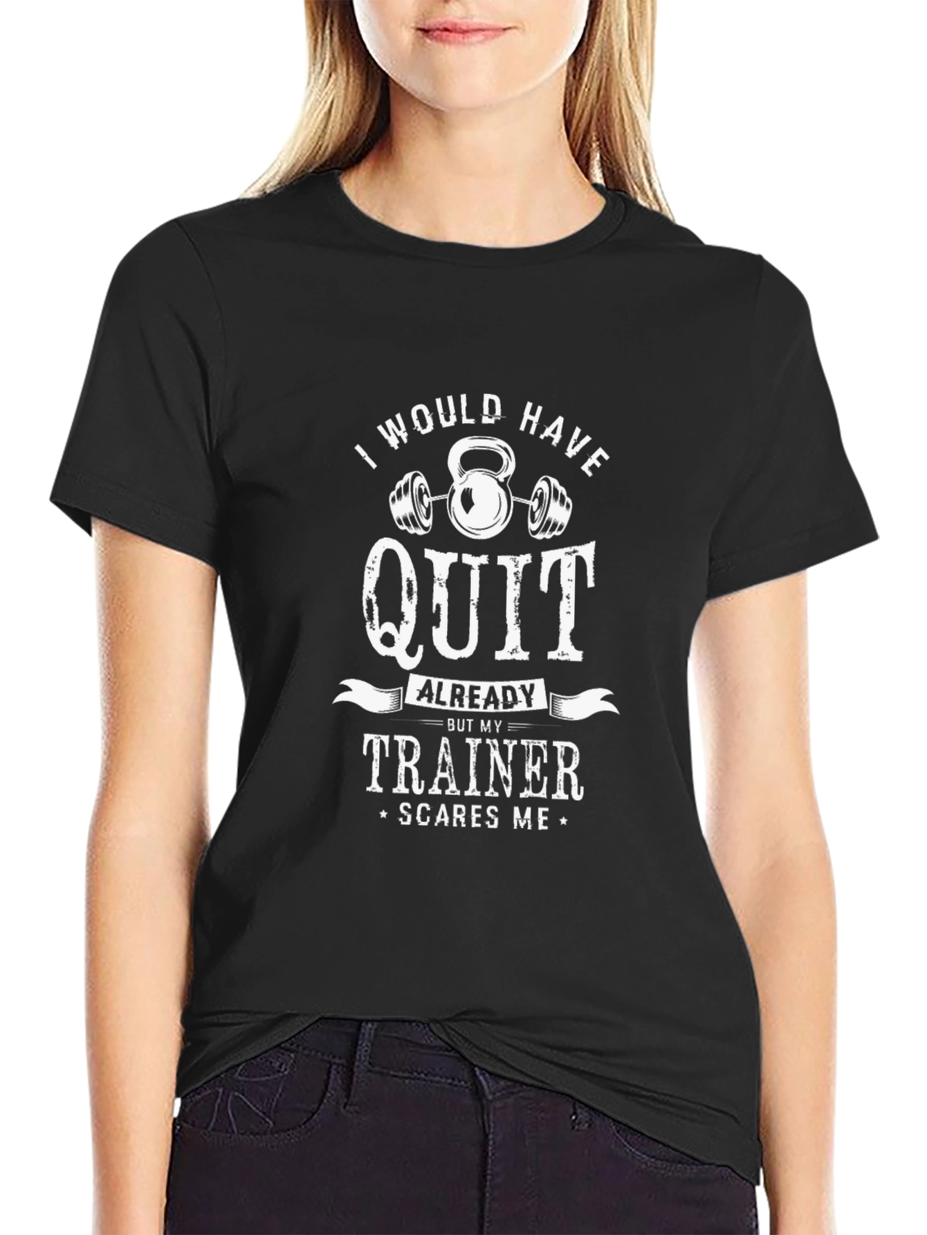 Funny Workout T-Shirt - Trainer Scares Me!