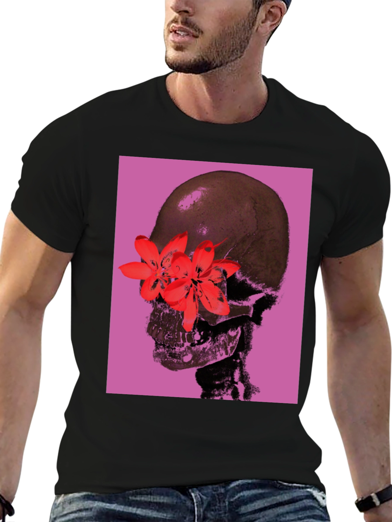 Skull & Flower Graphic T-Shirt