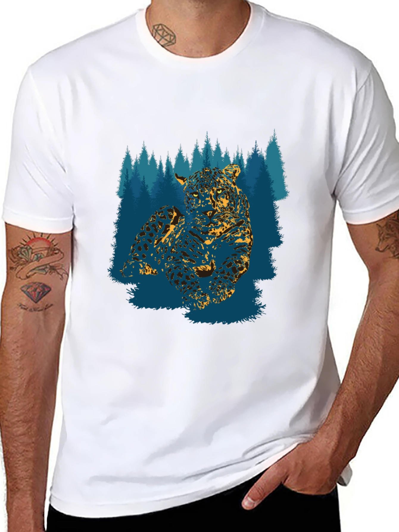 Leopard Forest Graphic Tee - Black