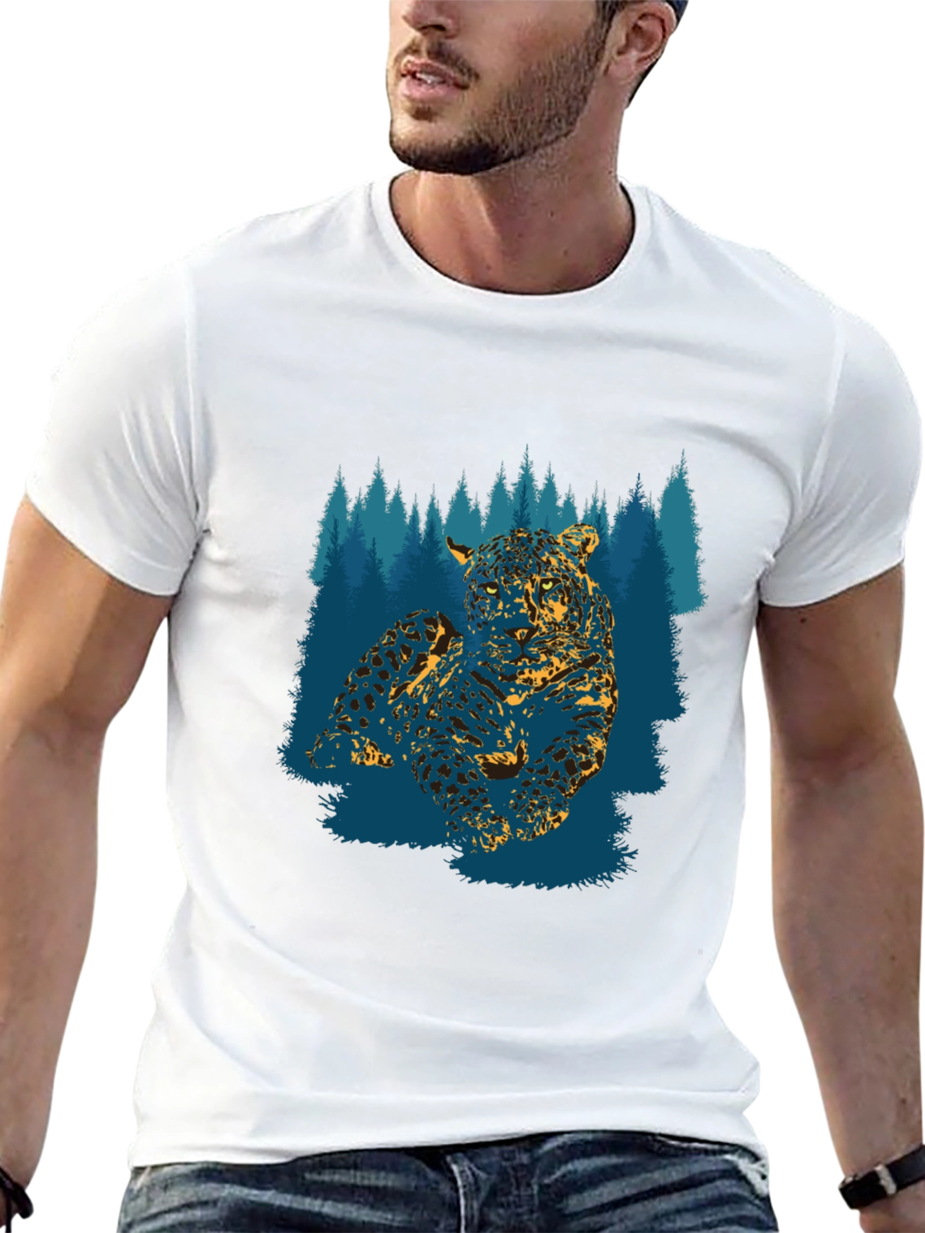 Leopard Forest Graphic Tee - Black