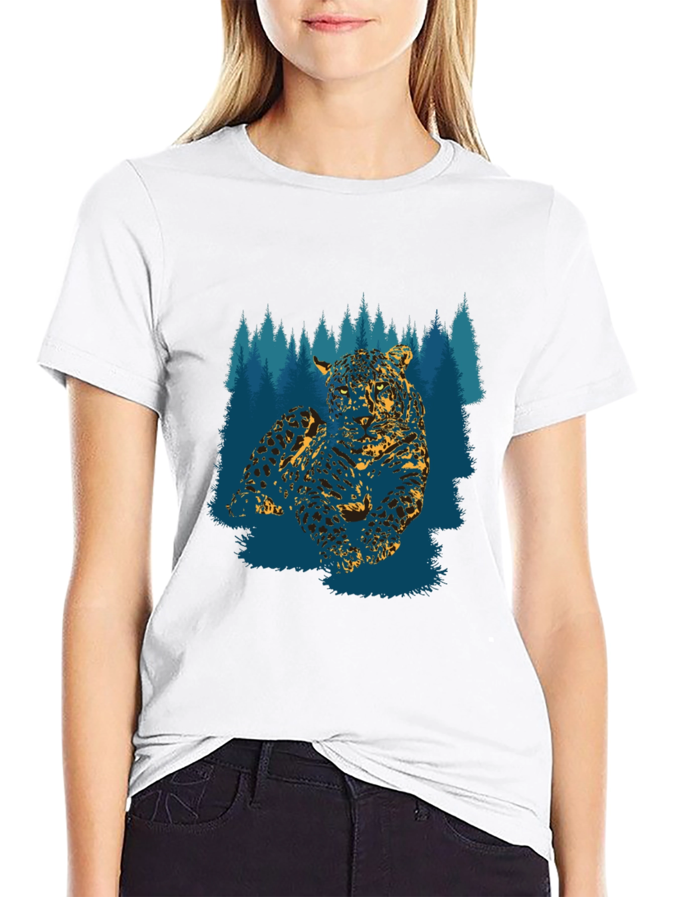 Leopard Forest Graphic Tee - Black