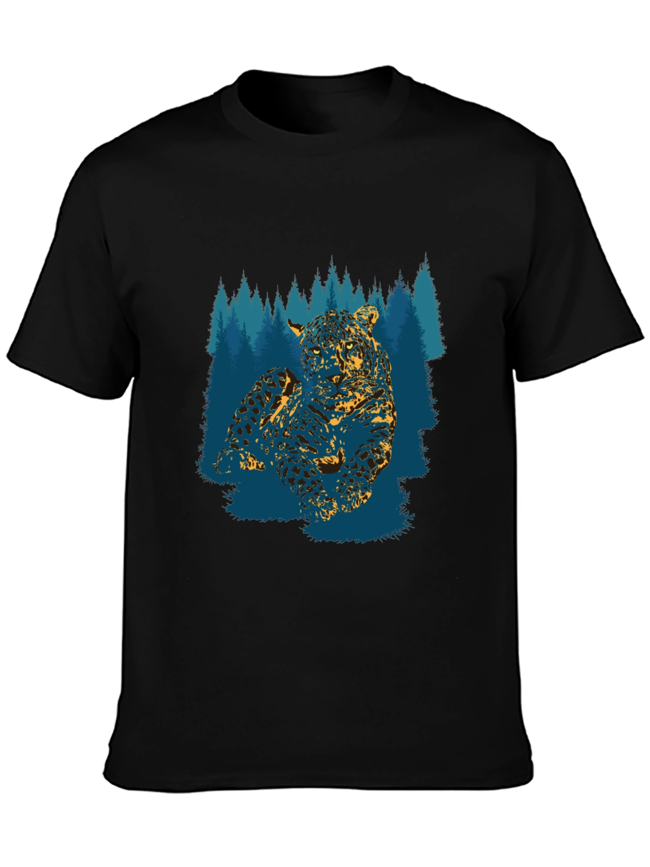 Leopard Forest Graphic Tee - Black
