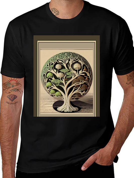 Arboreal Sphere Graphic Tee - Modern Art Tree Design