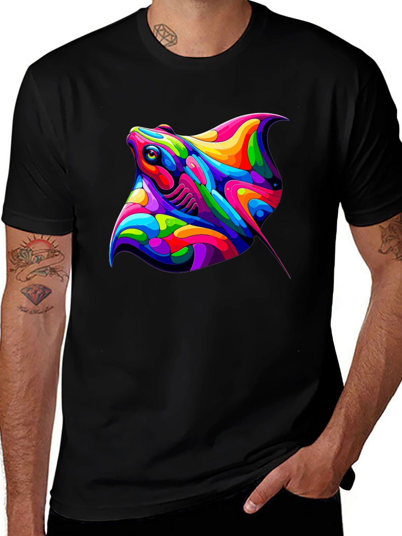 Vibrant Stingray Graphic Tee - Bold Artistic Design