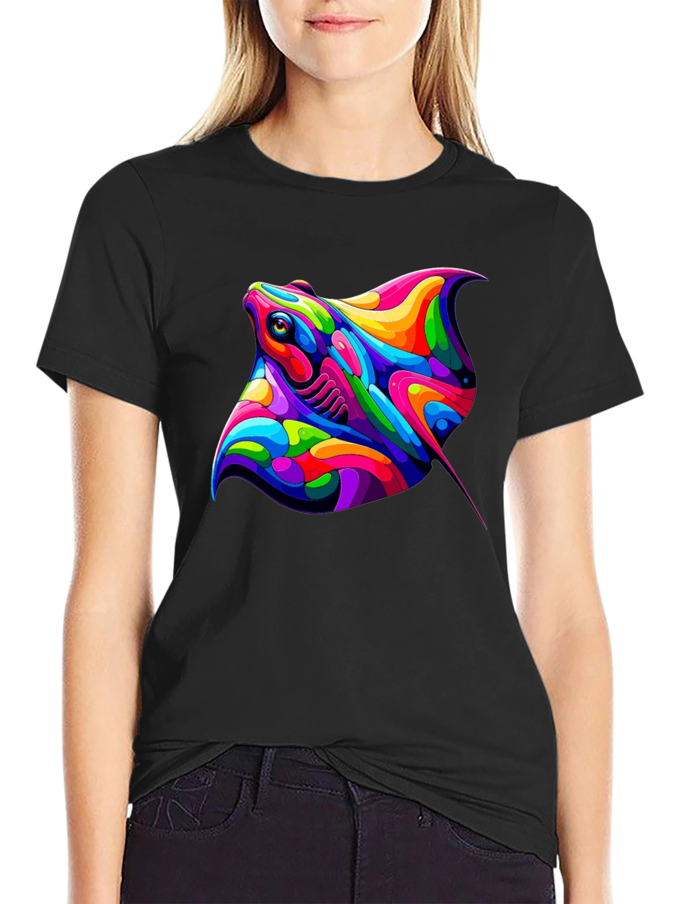 Vibrant Stingray Graphic Tee - Bold Artistic Design