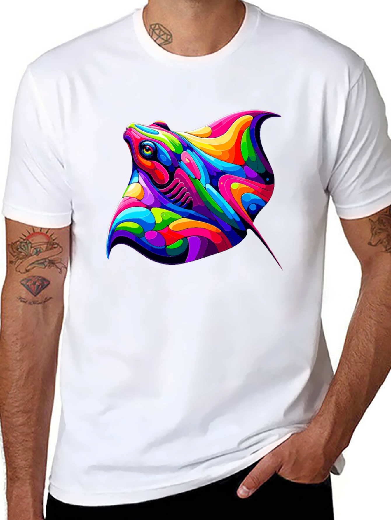 Vibrant Stingray Graphic Tee - Bold Artistic Design