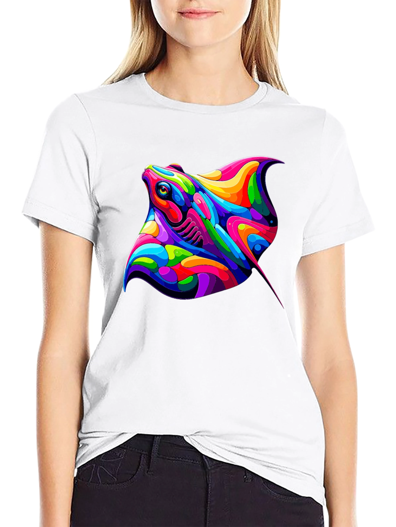 Vibrant Stingray Graphic Tee - Bold Artistic Design