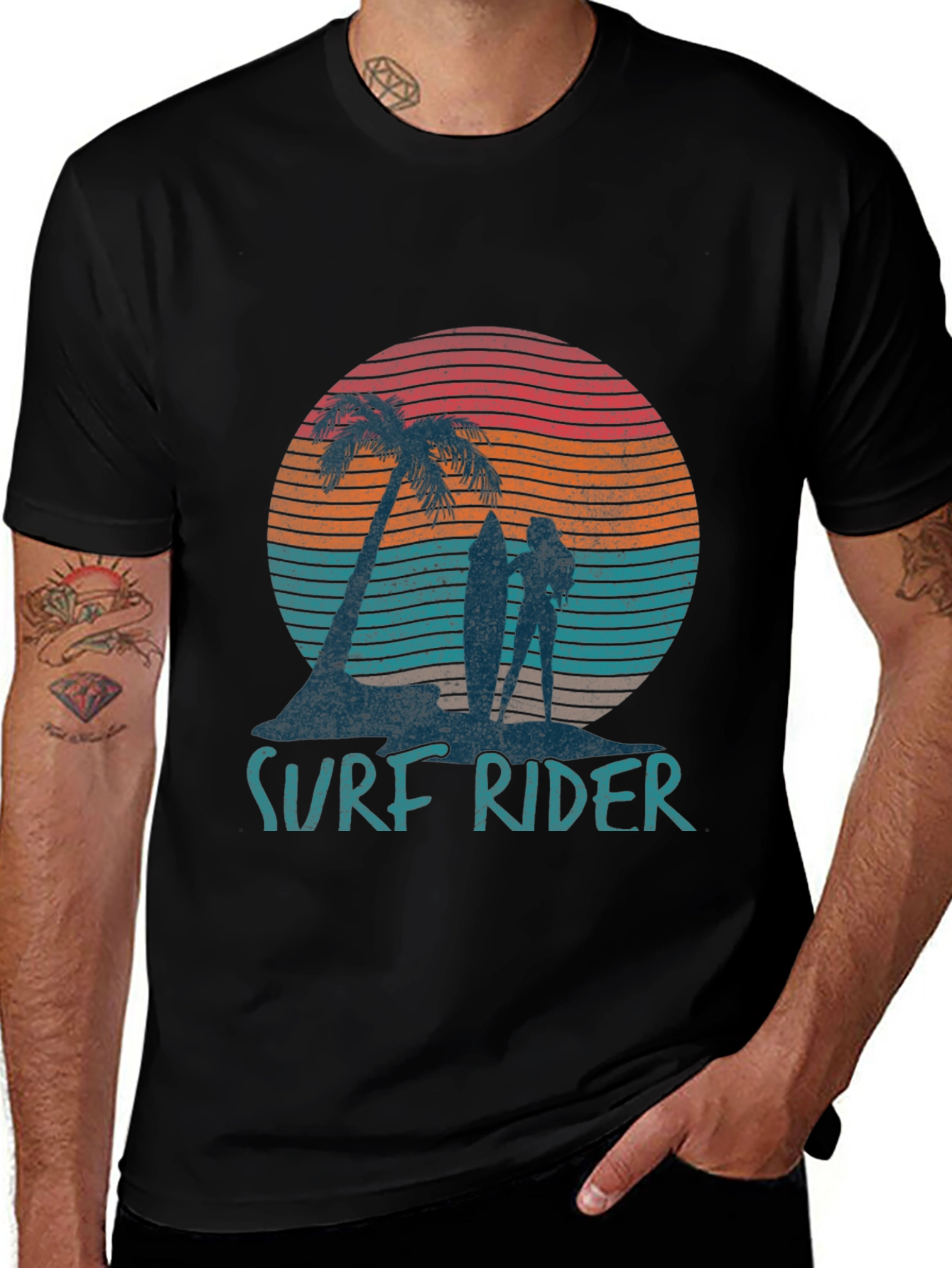 Surf Rider Graphic T-Shirt - Retro Beach Design