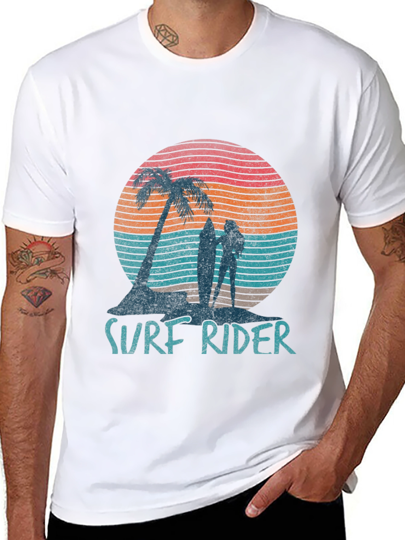 Surf Rider Graphic T-Shirt - Retro Beach Design