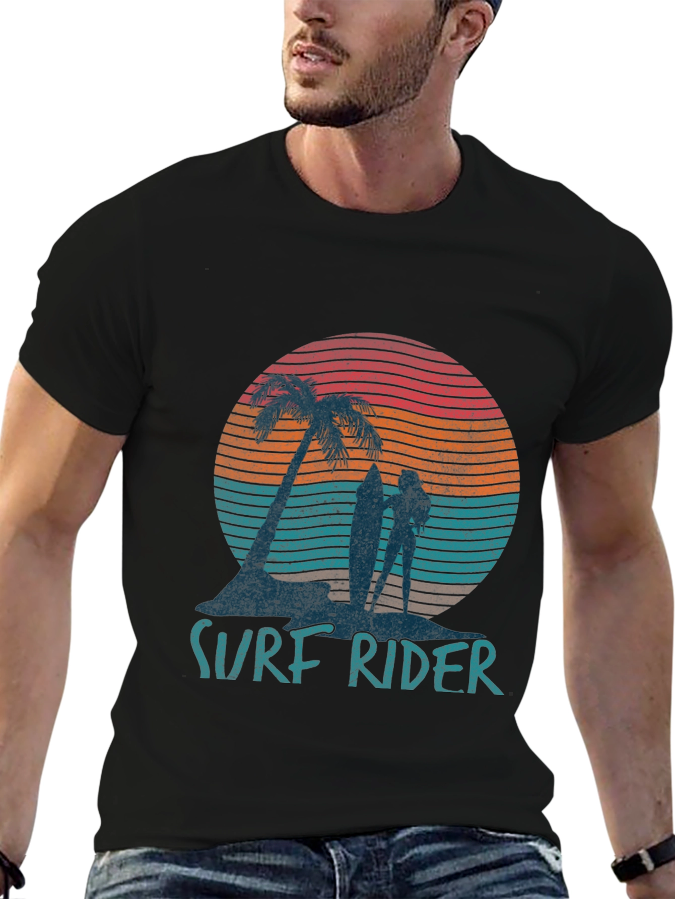 Surf Rider Graphic T-Shirt - Retro Beach Design
