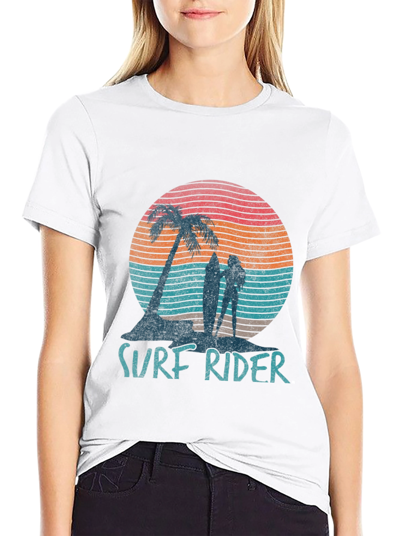 Surf Rider Graphic T-Shirt - Retro Beach Design