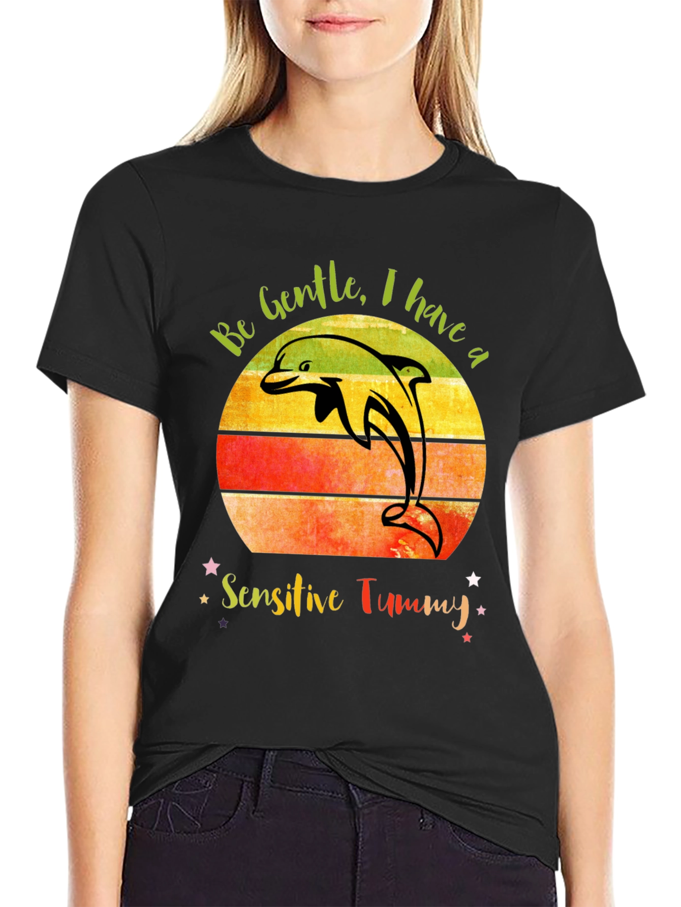 Sensitive Tummy Dolphin Graphic T-Shirt
