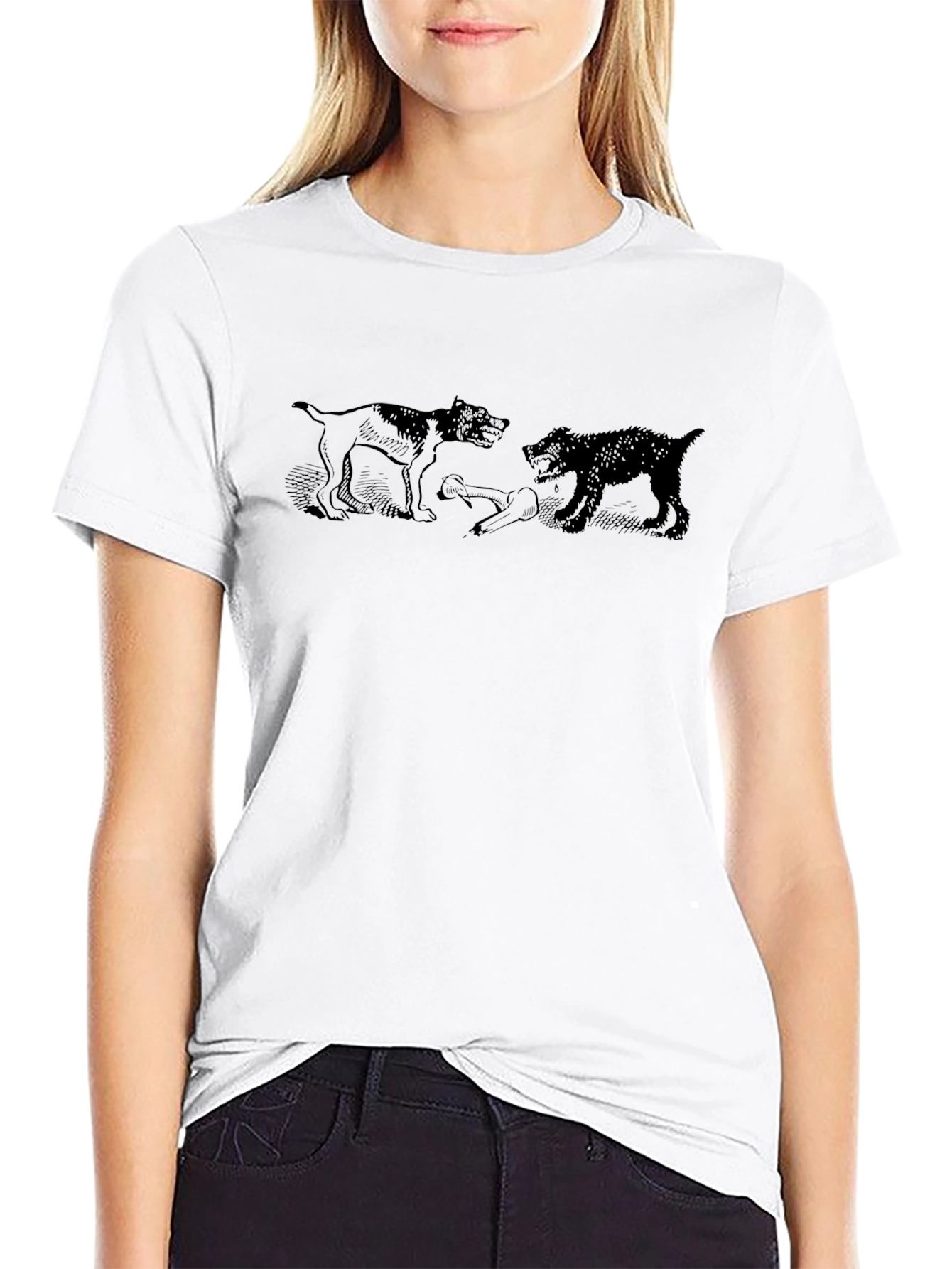 Mens Graphic Tee - Dogs Fighting Over Bone