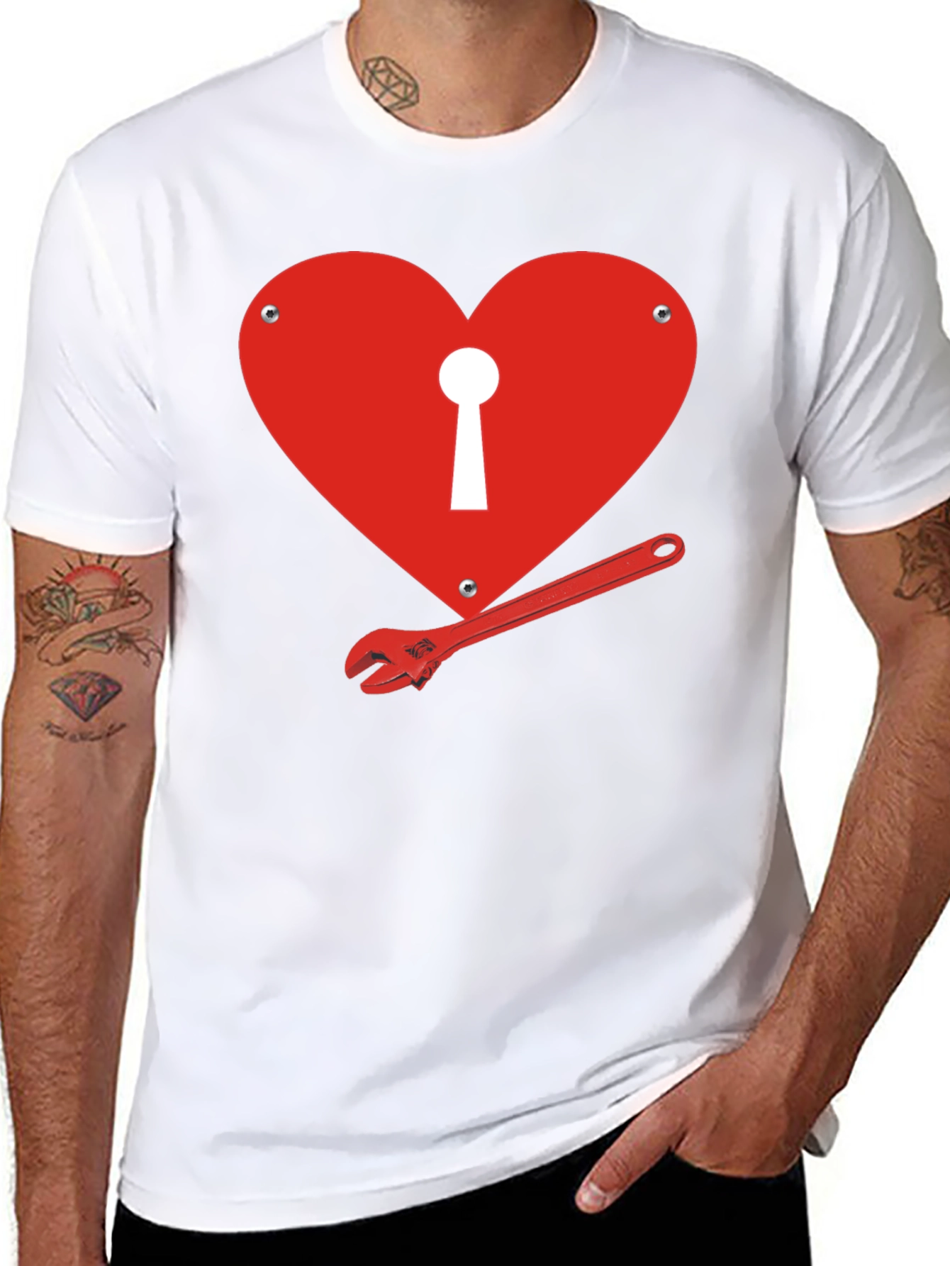 Heart Lock Wrench T-Shirt - Graphic Tee