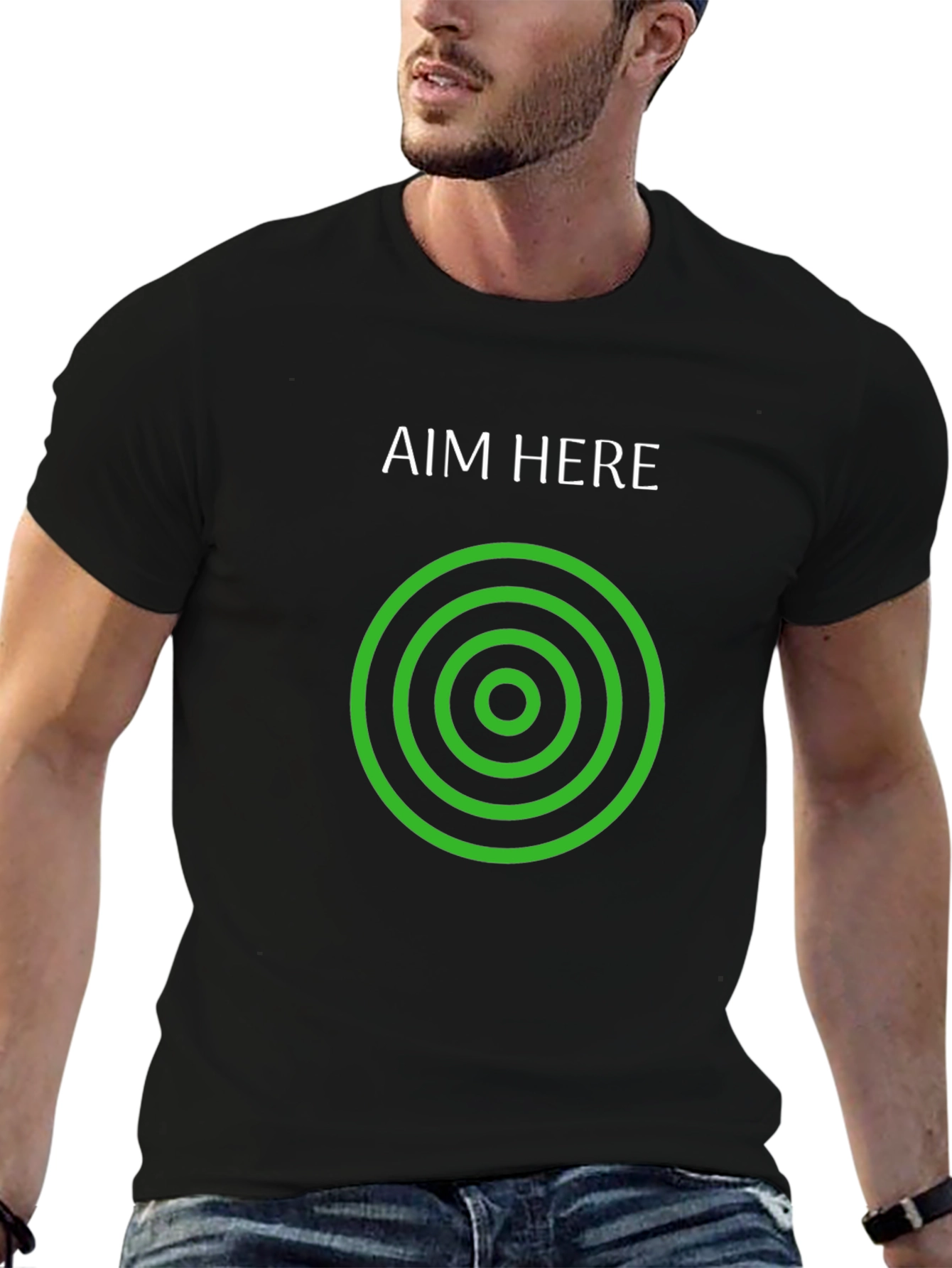 Aim Here T-Shirt - Black Graphic Tee