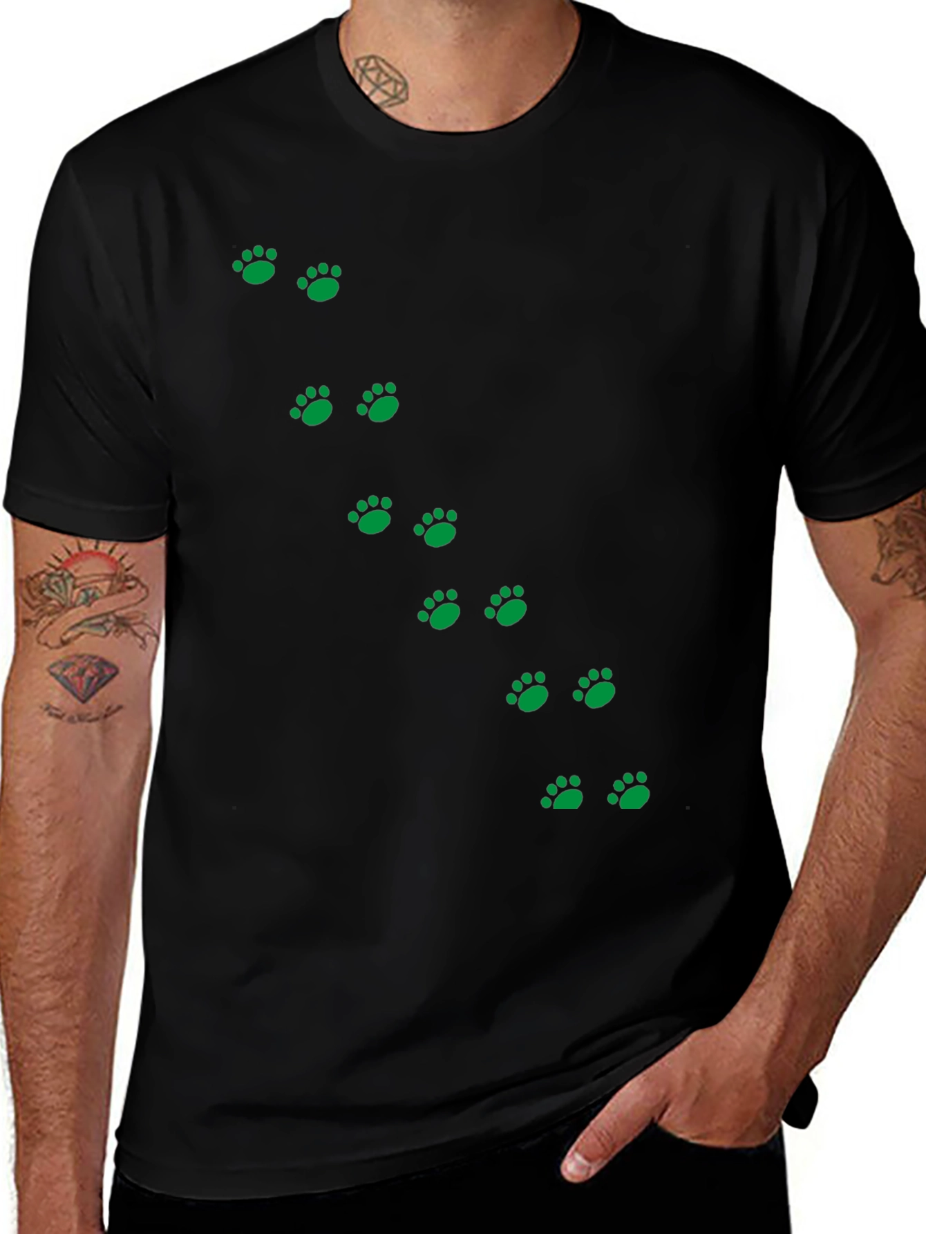 Black Paw Print T-Shirt - Casual Style