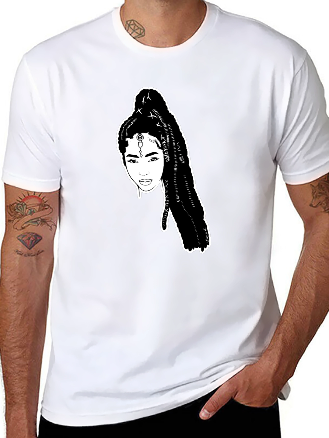 Black T-Shirt with Woman Portrait