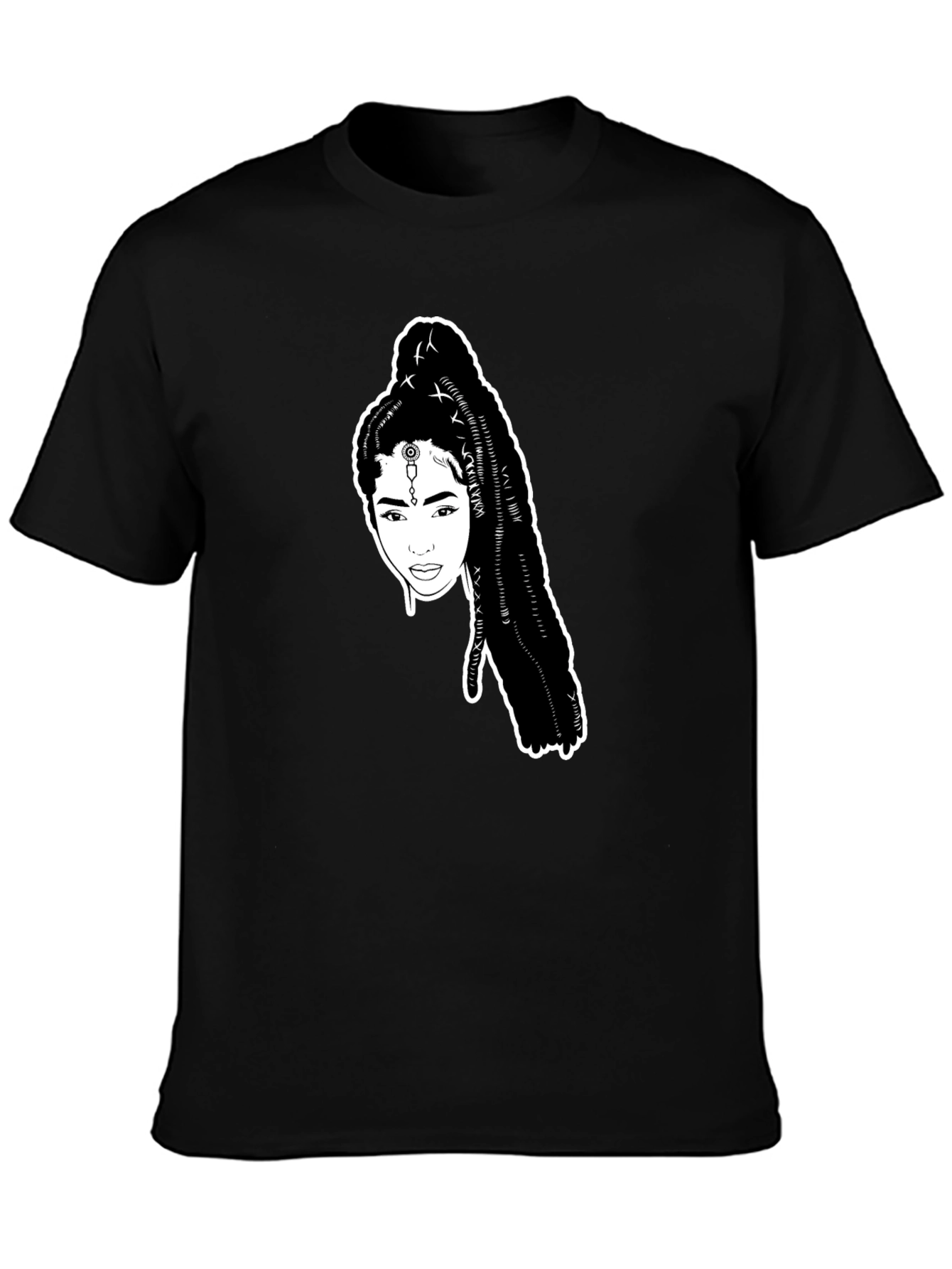 Black T-Shirt with Woman Portrait