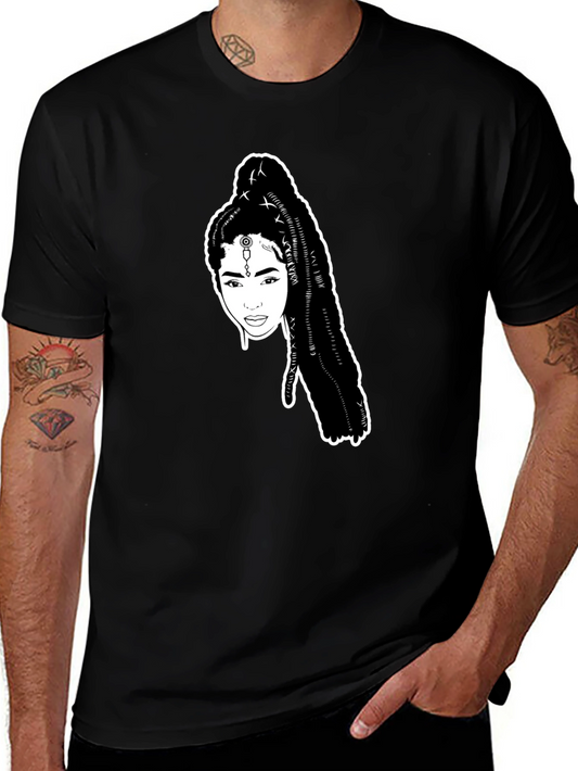Black T-Shirt with Woman Portrait