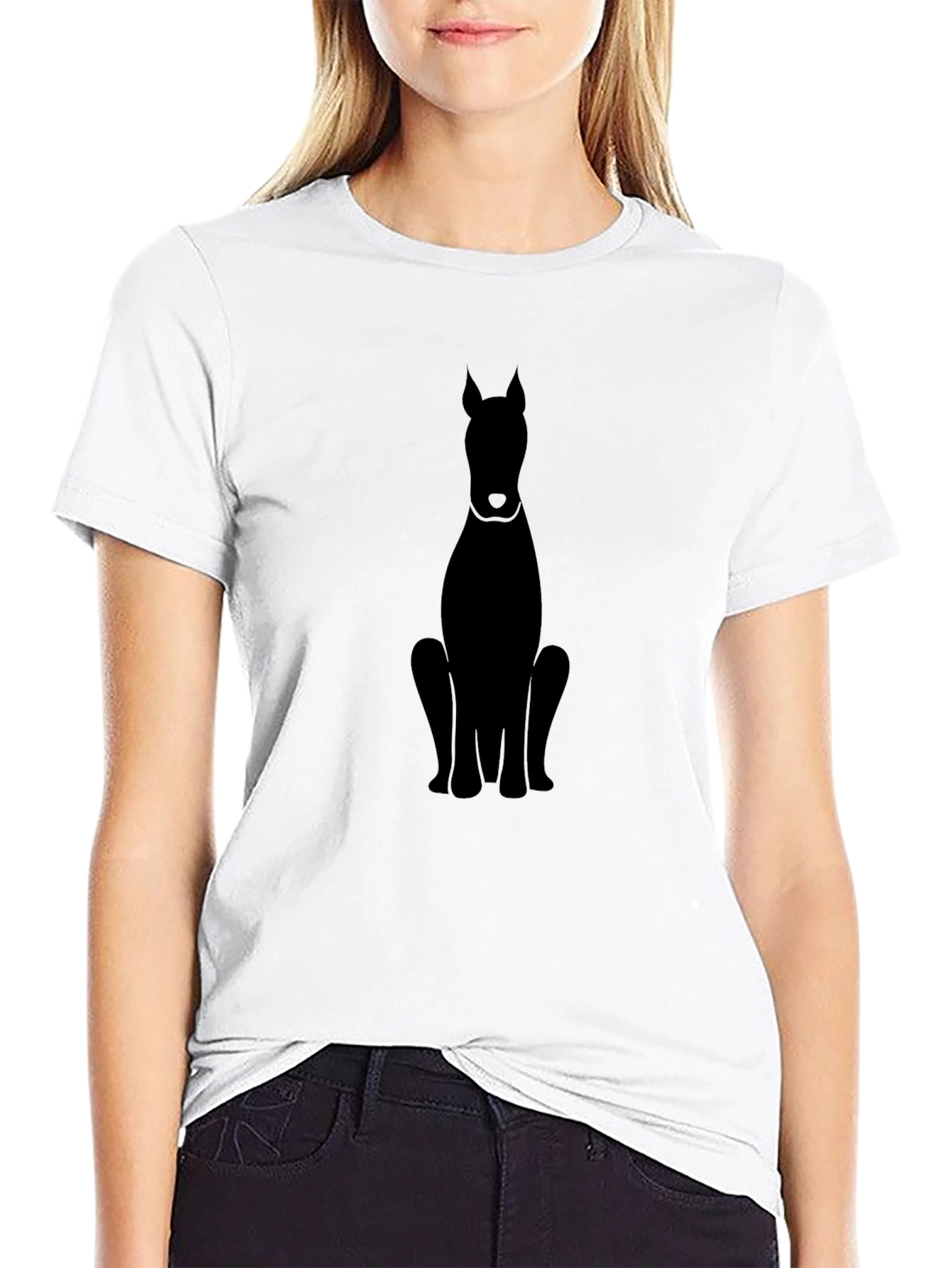 Mens Black Doberman Dog Silhouette T-Shirt