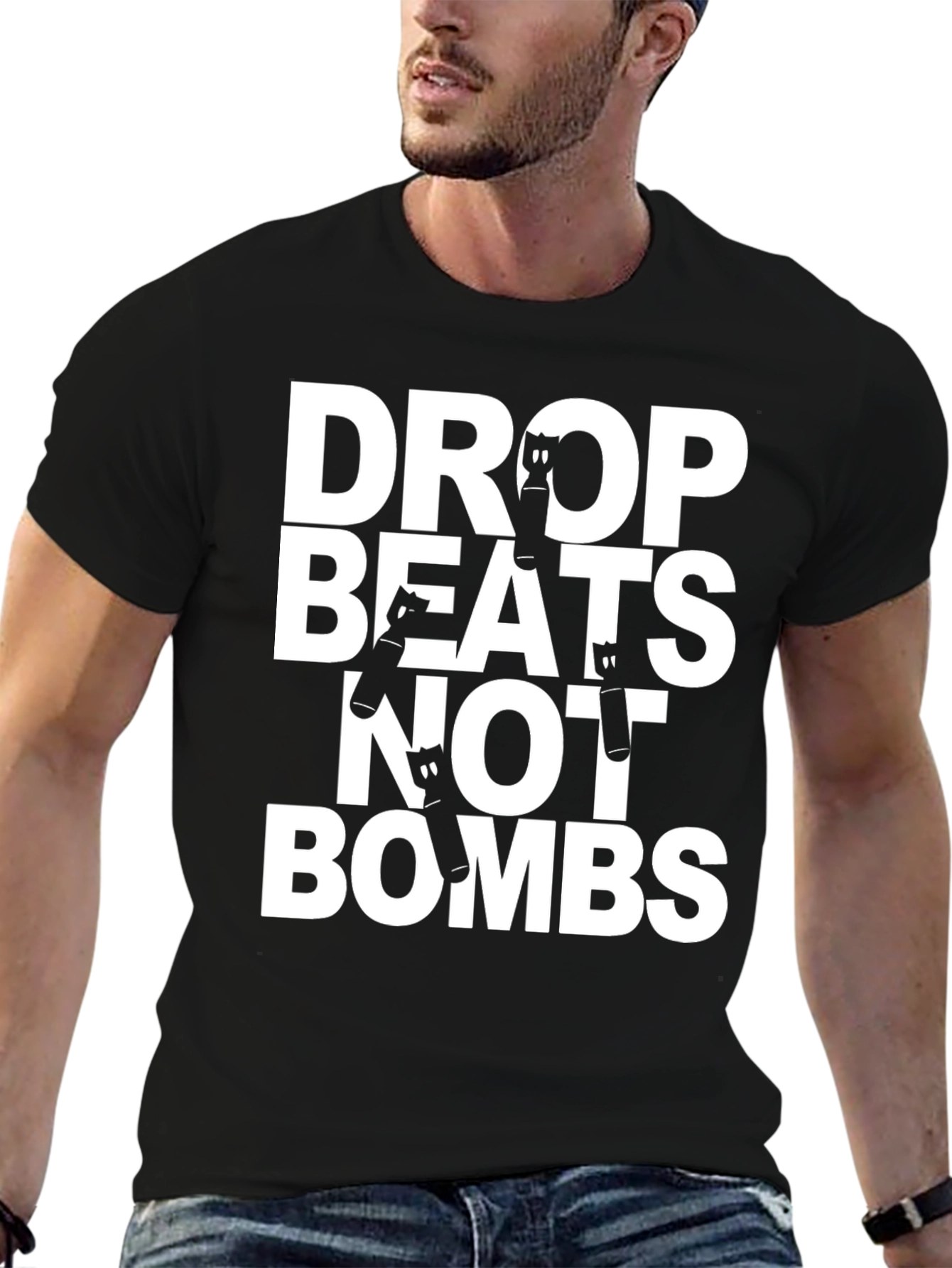 Drop Beats Not Bombs Graphic Tee - Black