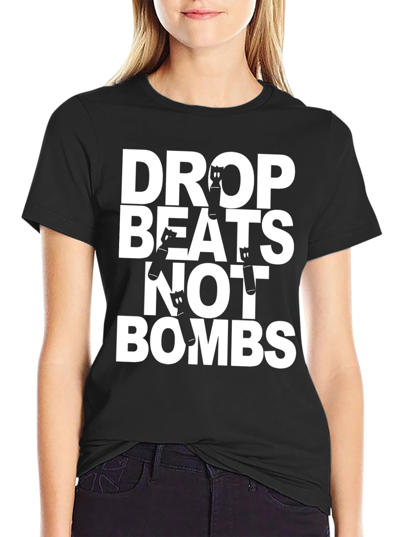 Drop Beats Not Bombs Graphic Tee - Black