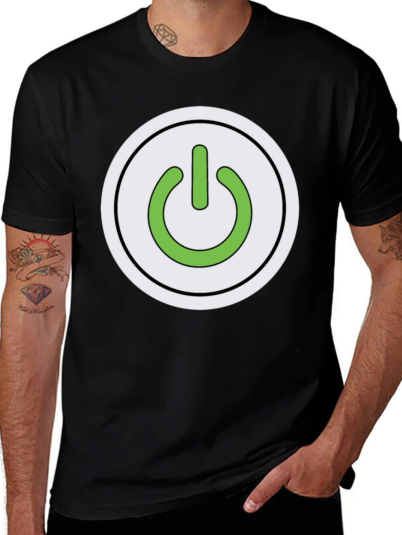 Power Button Graphic T-Shirt - Black