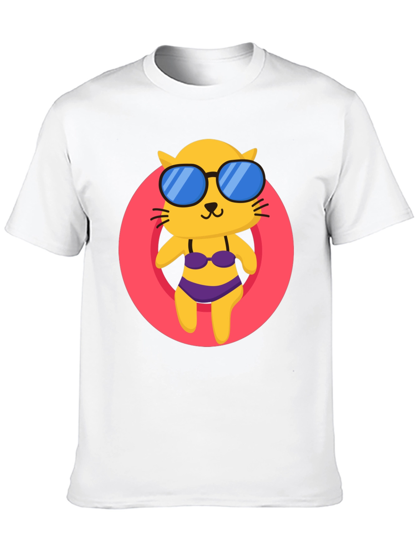 Summer Cat T-Shirt - Black Cotton Tee