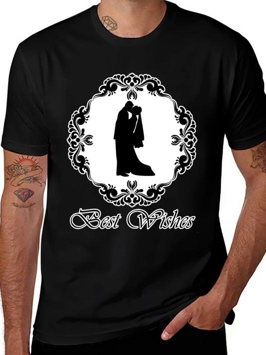 Best Wishes Wedding Couple T-Shirt - Black