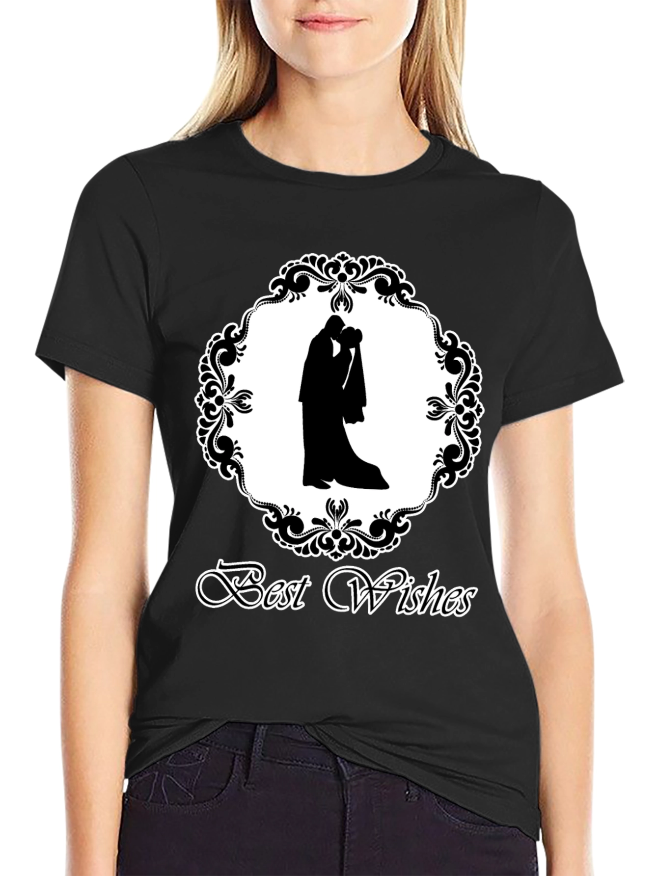 Best Wishes Wedding Couple T-Shirt - Black