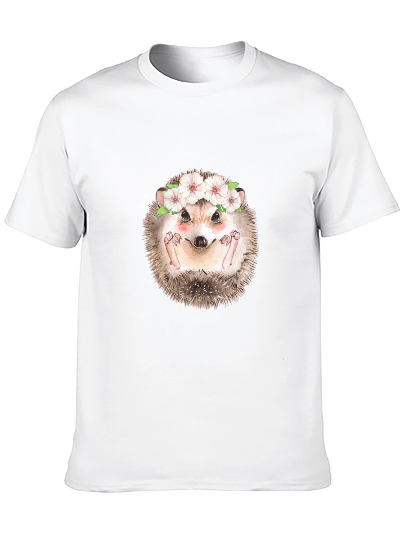 Cute Hedgehog Flower Crown Black T-Shirt
