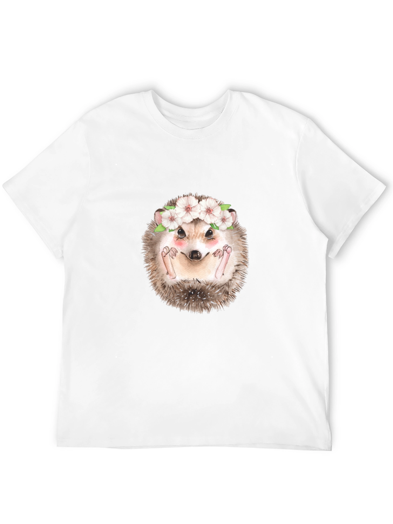 Cute Hedgehog Flower Crown Black T-Shirt