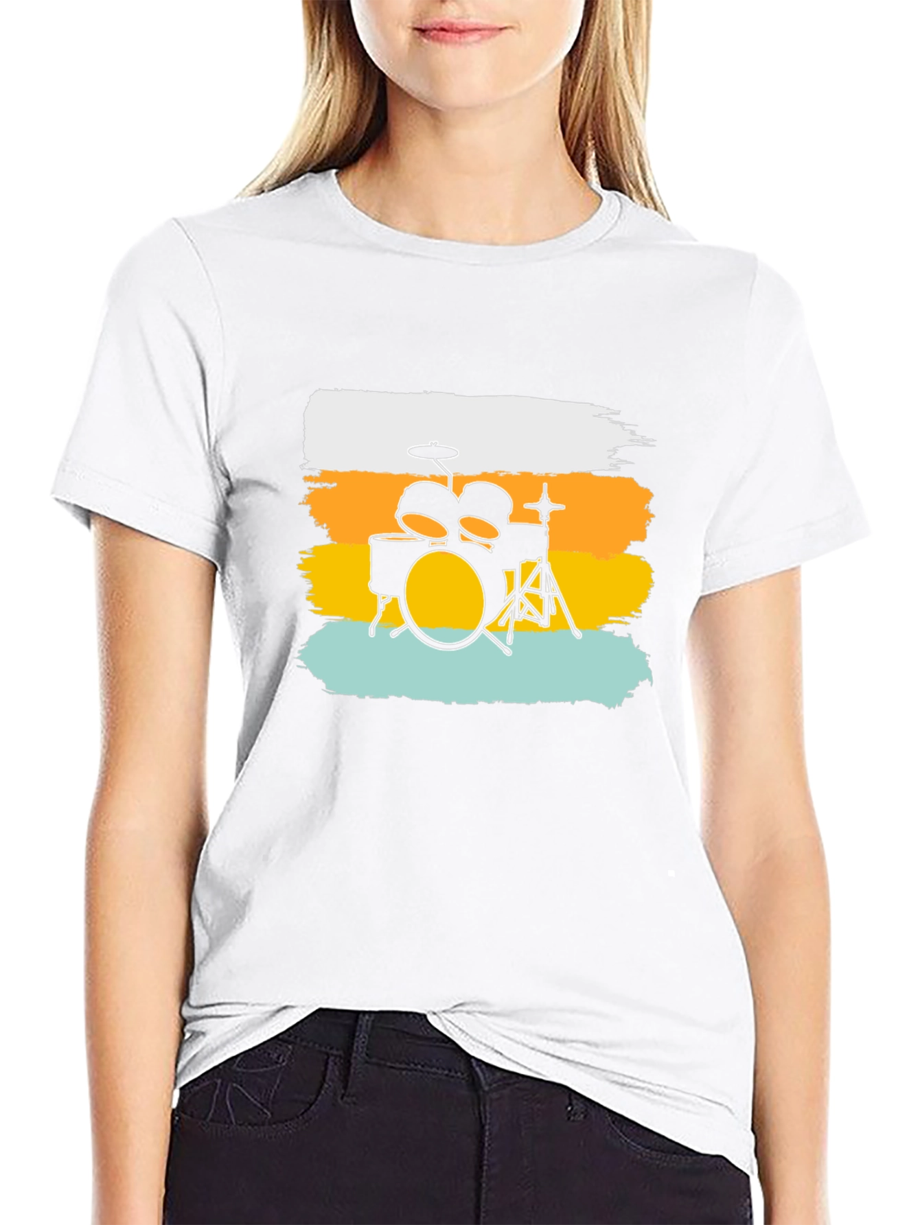 Drum Set Graphic T-Shirt - Rock Music Tee