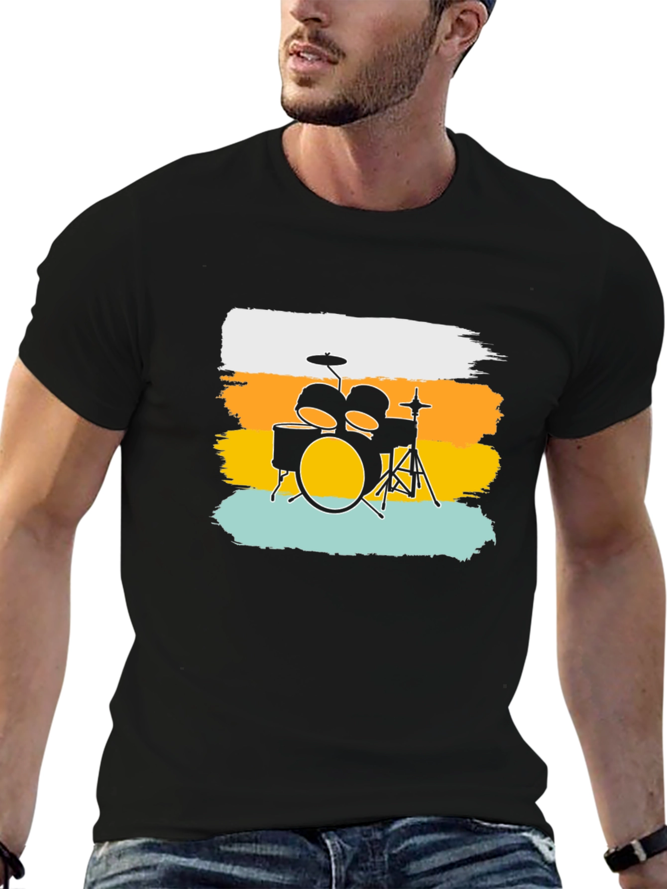 Drum Set Graphic T-Shirt - Rock Music Tee
