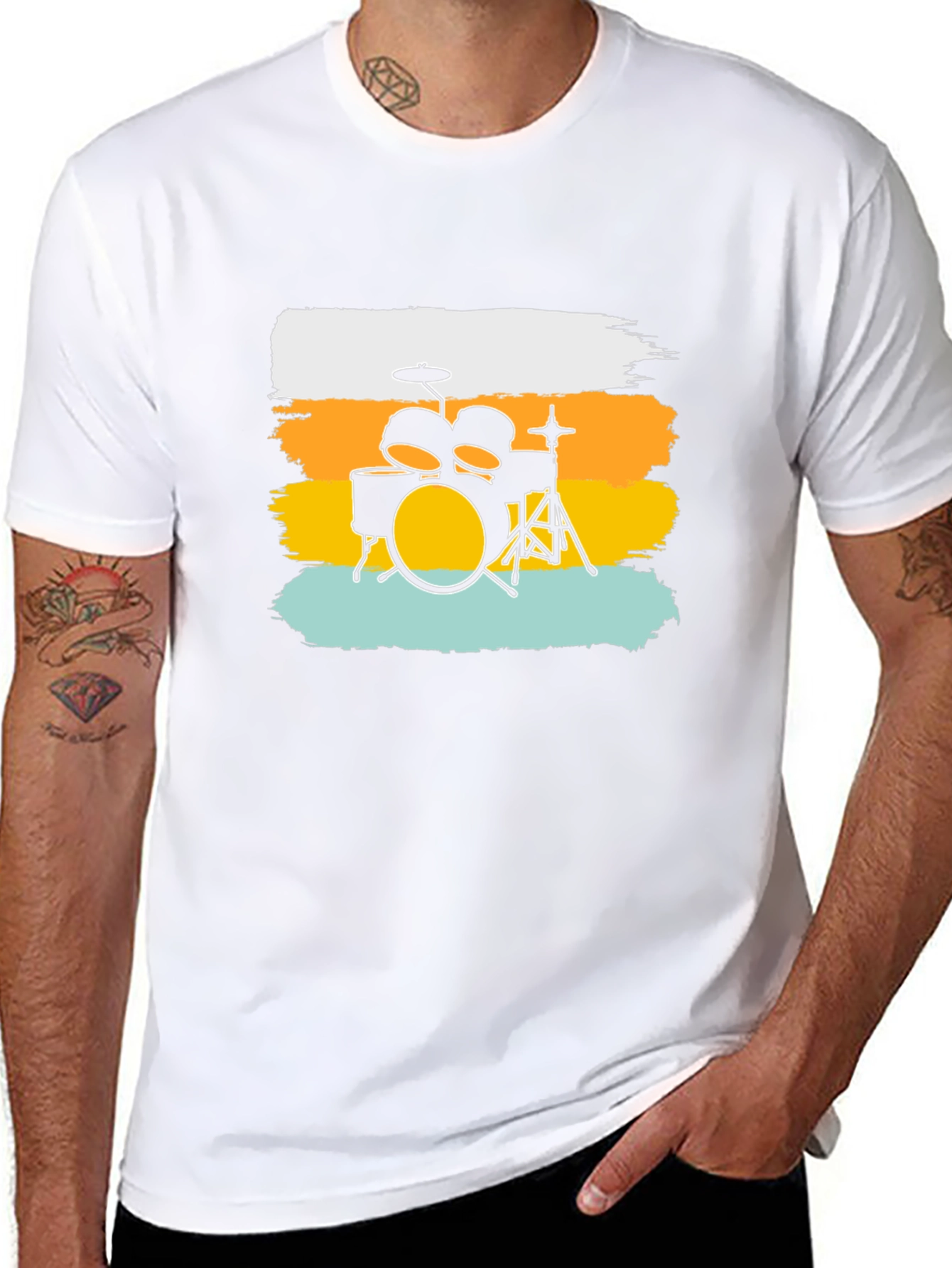 Drum Set Graphic T-Shirt - Rock Music Tee