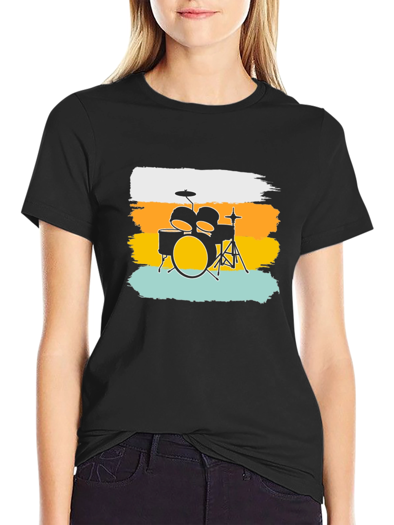 Drum Set Graphic T-Shirt - Rock Music Tee