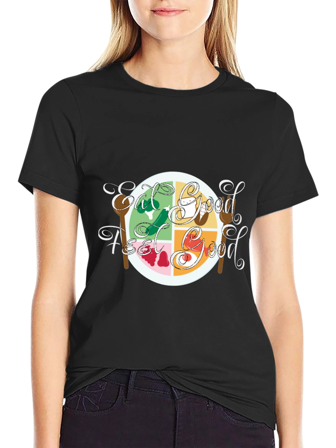 Eat Good Feel Good Graphic Tee - Black Cotton